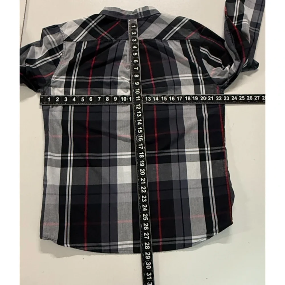 Levis Shirt Mens Large Black Gray Plaid‎ Button Down Long Sleeve Pocket Cowboy